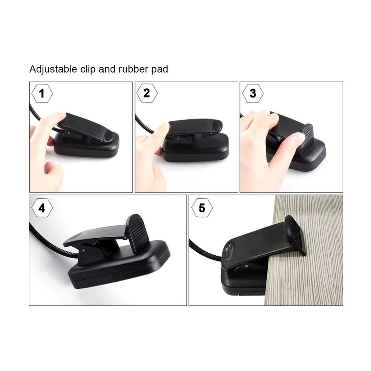 AVACOM LED Clip-On Tischlampe Schwarz Minimalistisch Batteriebetrieben - Bild 4