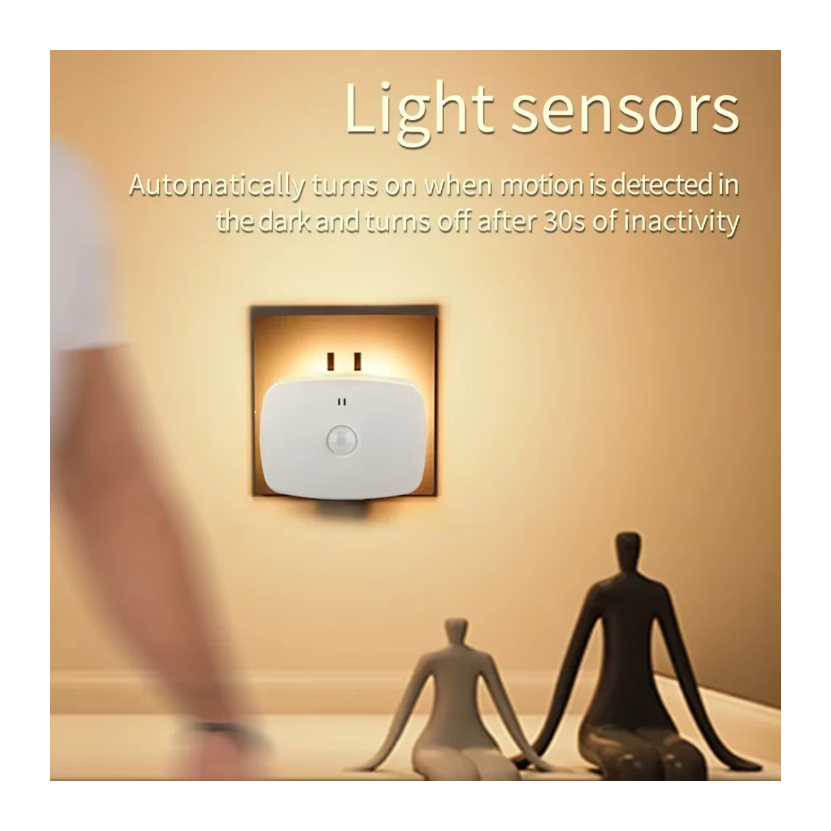AVACOM LED Nachtlicht mit Bewegungsmelder, 3-farbiges dimmbares Licht, Infrarot-Sensor, Plug-in-Modell, Weiß - Bild 3