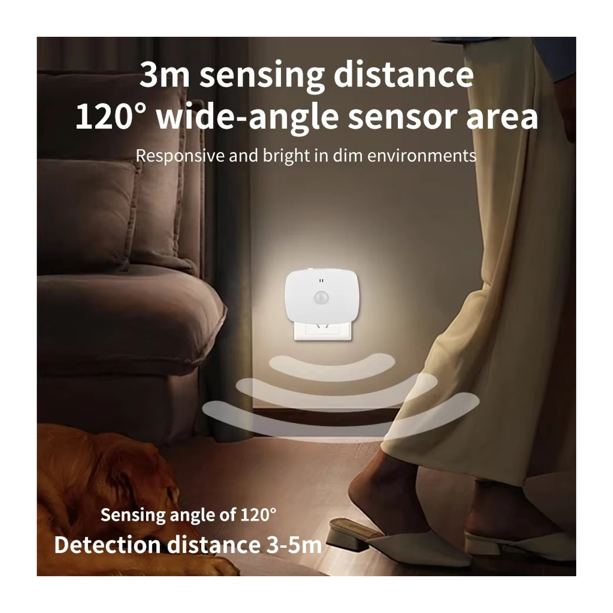AVACOM LED Nachtlicht mit Bewegungsmelder, 3-farbiges dimmbares Licht, Infrarot-Sensor, Plug-in-Modell, Weiß - Bild 4