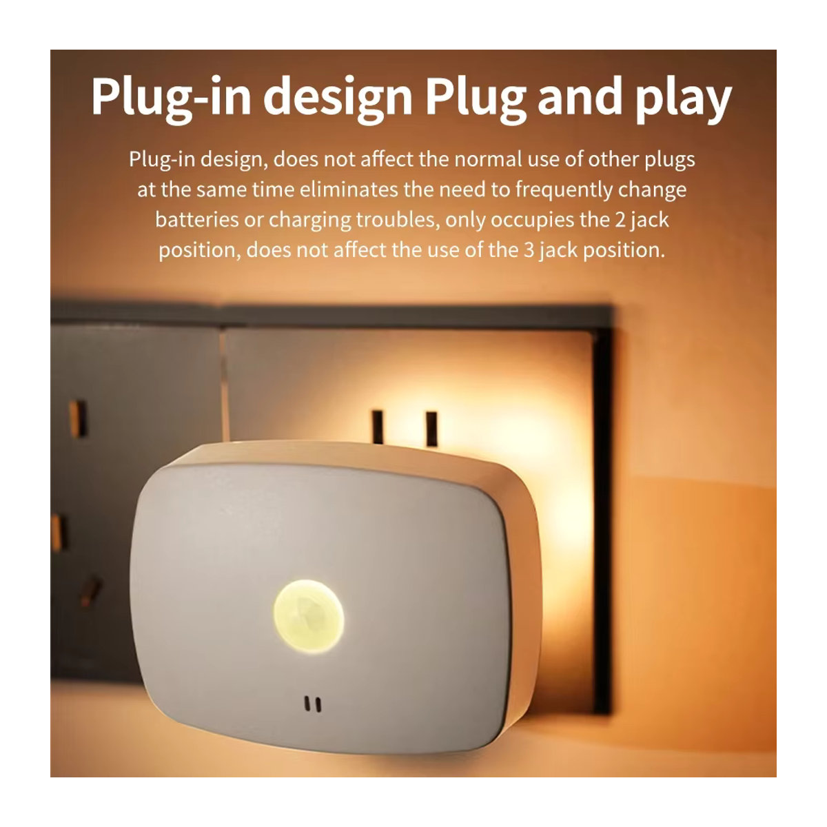 AVACOM LED Nachtlicht mit Bewegungsmelder, 3-farbiges dimmbares Licht, Infrarot-Sensor, Plug-in-Modell, Weiß - Bild 5