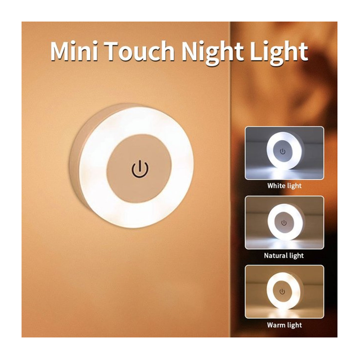 AVACOM LED Nachtlicht Weiß – Wiederaufladbare Drahtlose Wandlampe mit Touch-Dimmer für Schlafzimmer, Schrank und Küche - Bild 1