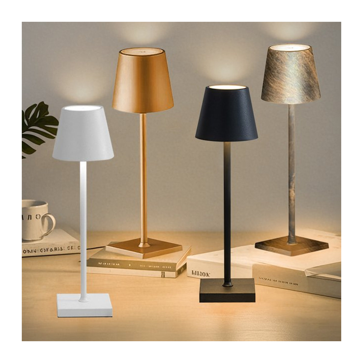 AVACOM LED-Schreibtischlampe Weiß, kabellose Tischlampe mit Touch-Funktion und 3 Lichtfarben, USB wiederaufladbar, minimalistisches Design - Bild 1