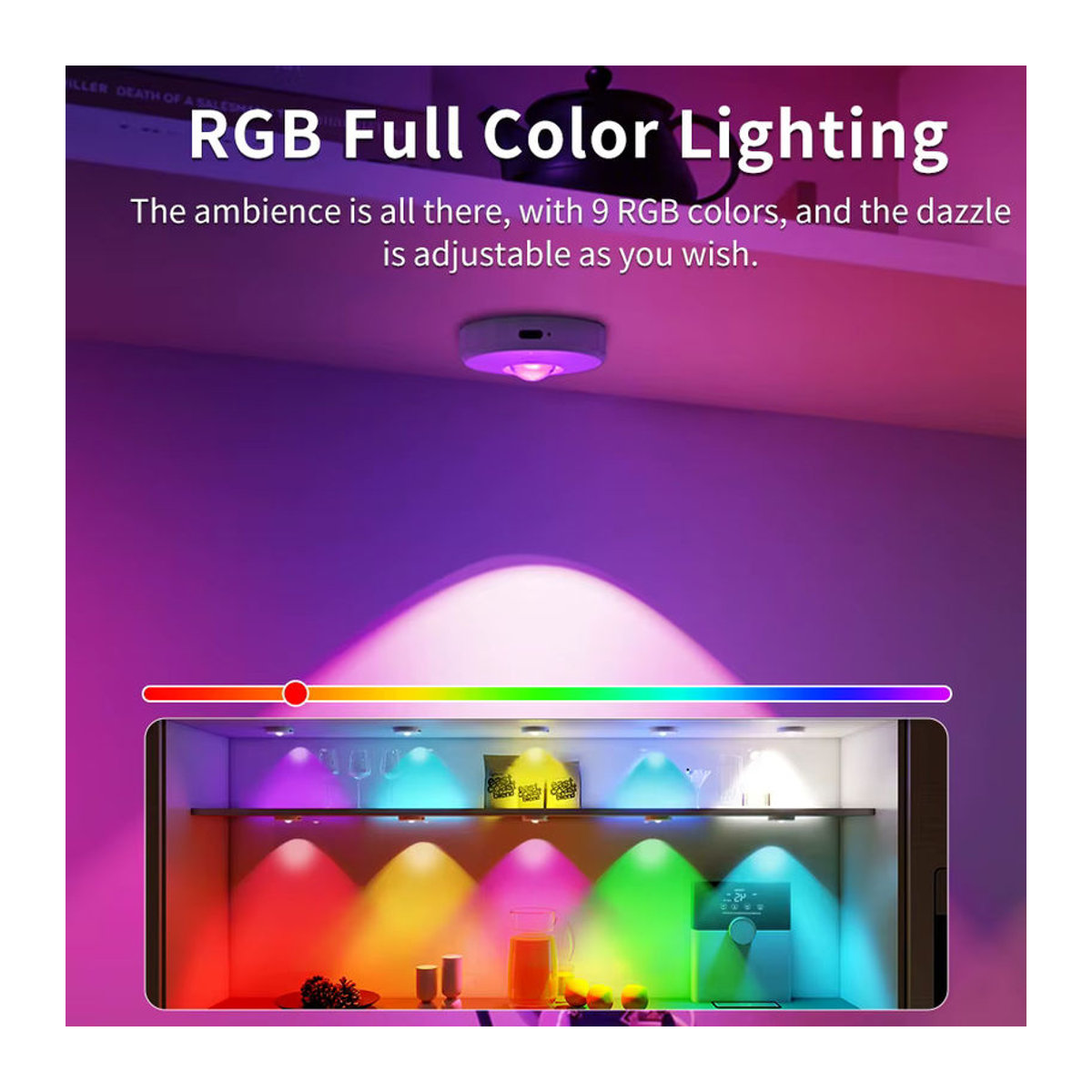 AVACOM RGB-LED-Nachtlicht mit Fernbedienung, USB wiederaufladbare dimmbare Möbelbeleuchtung in Bunt und Weiß - Bild 3