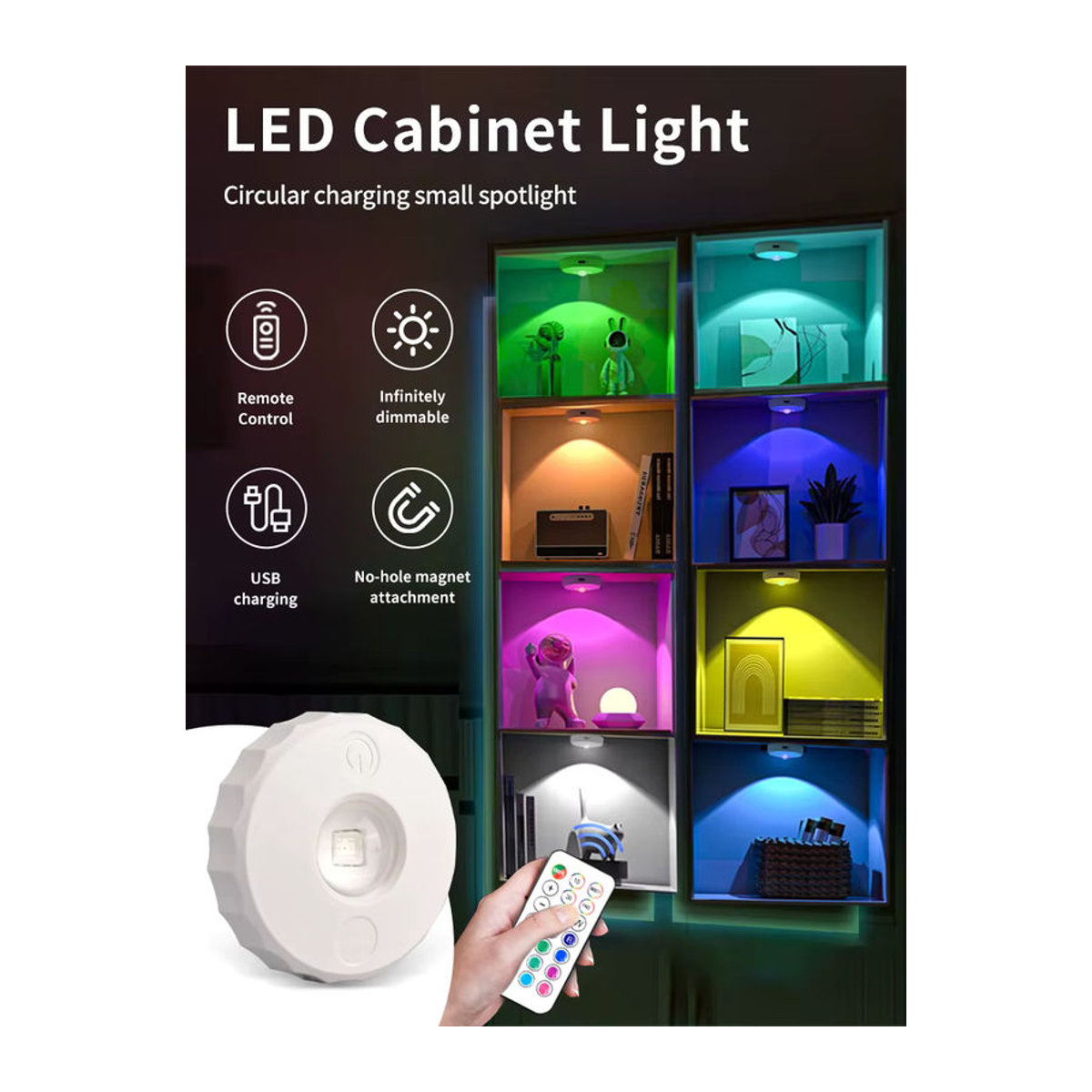 AVACOM RGB-LED-Nachtlicht mit Fernbedienung, USB wiederaufladbare dimmbare Möbelbeleuchtung in Bunt und Weiß - Bild 7