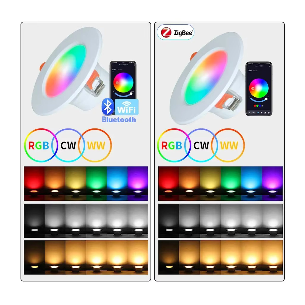 AVACOM Smart LED Einbaustrahler WiFi Zigbee Dimmbar mit Farbwechsel in Weiß - Bild 3