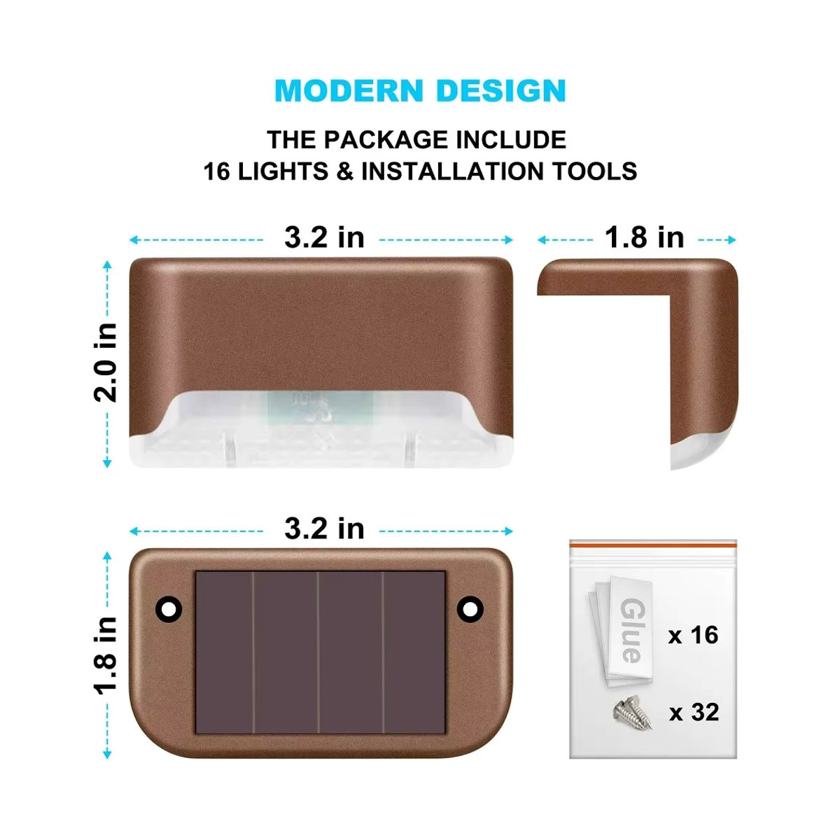 AVACOM Solar-LED-Stufenleuchten Schwarz Minimalistisch für Außenbereich, Treppen, Geländer und Terrasse - Bild 5