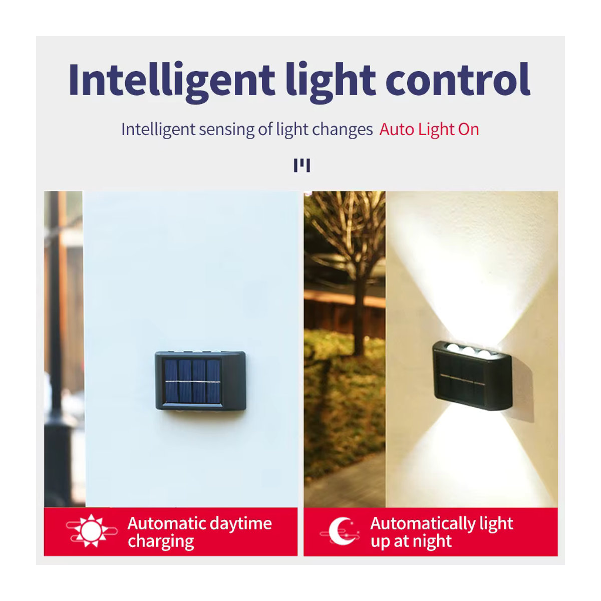 AVACOM Solar Wandleuchte Schwarz Minimalistisch mit LED Up-and-Down Beleuchtung für Garten und Außenbereich - Bild 3