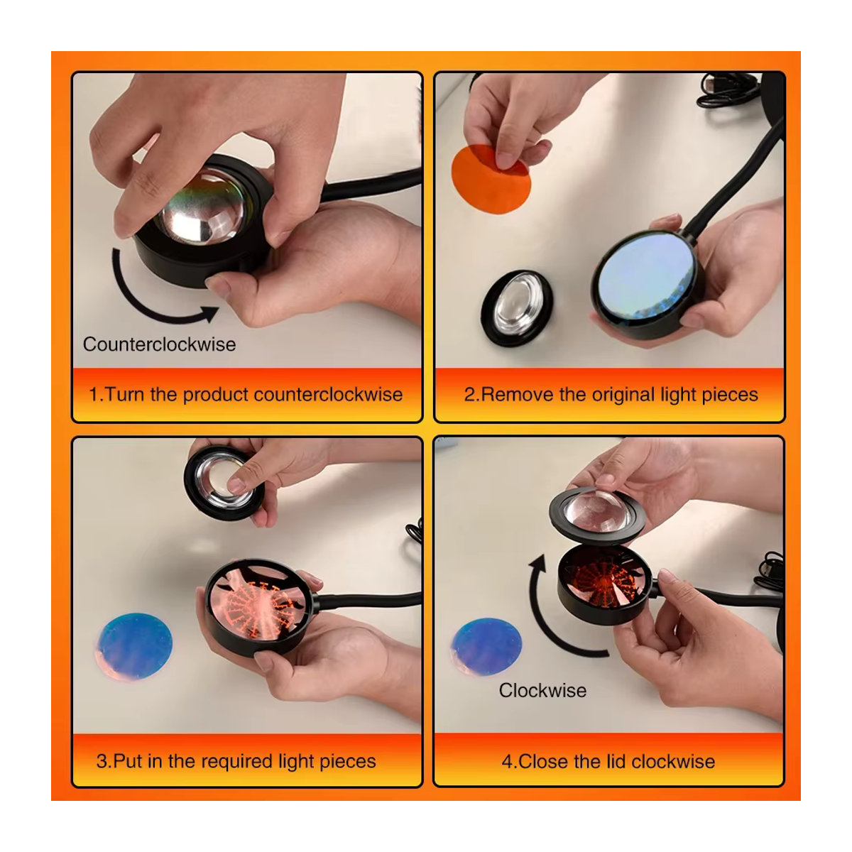 AVACOM Sonnenuntergang Projektor Lampe mit Bluetooth und Regenbogen Atmosphäre Licht in Schwarz und Bunt zur Wand- und Zimmerdekoration - Bild 3