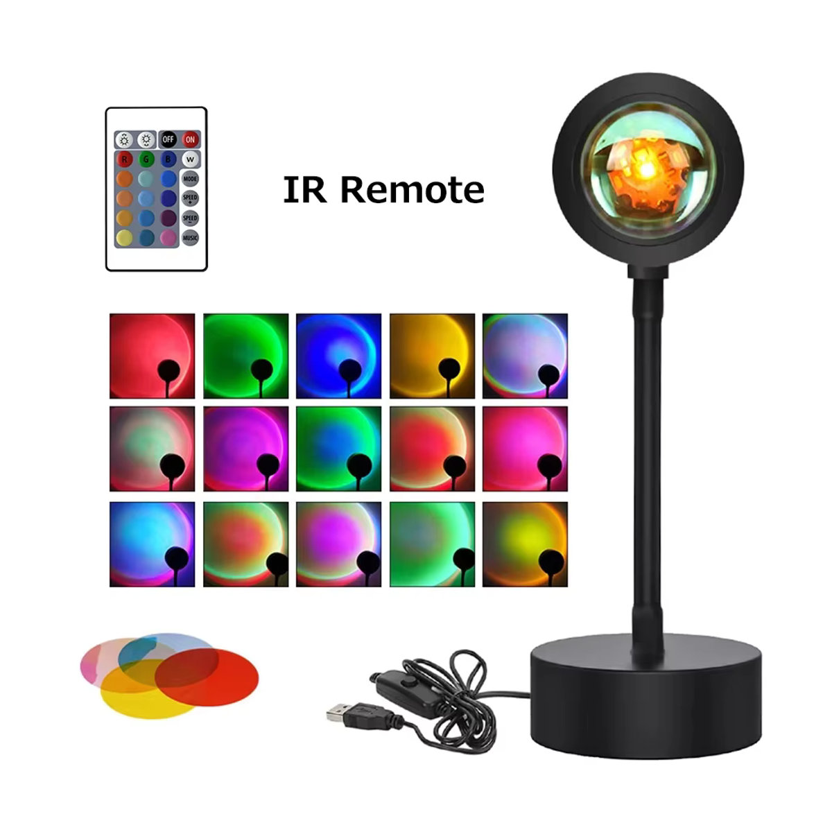 AVACOM Sonnenuntergang Projektor Lampe mit Bluetooth und Regenbogen Atmosphäre Licht in Schwarz und Bunt zur Wand- und Zimmerdekoration - Bild 5