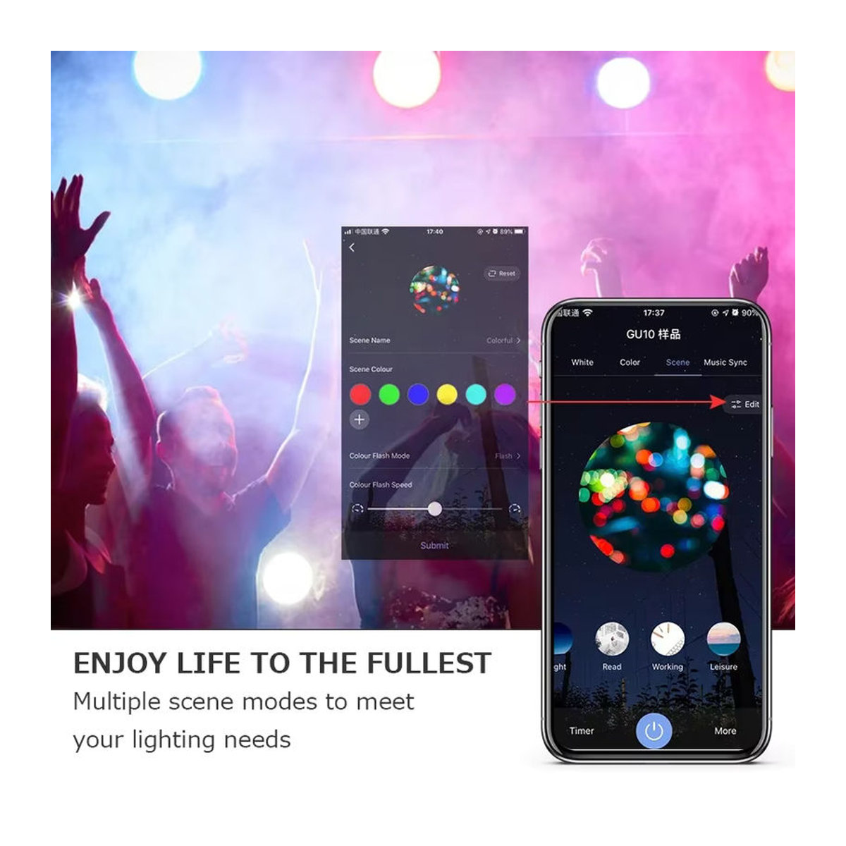 AVACOM Tuya Smart WiFi GU10 LED-Lampe RGBCW mit App-Steuerung und Kompatibilität für Alexa und Google Home, Bunt - Bild 4