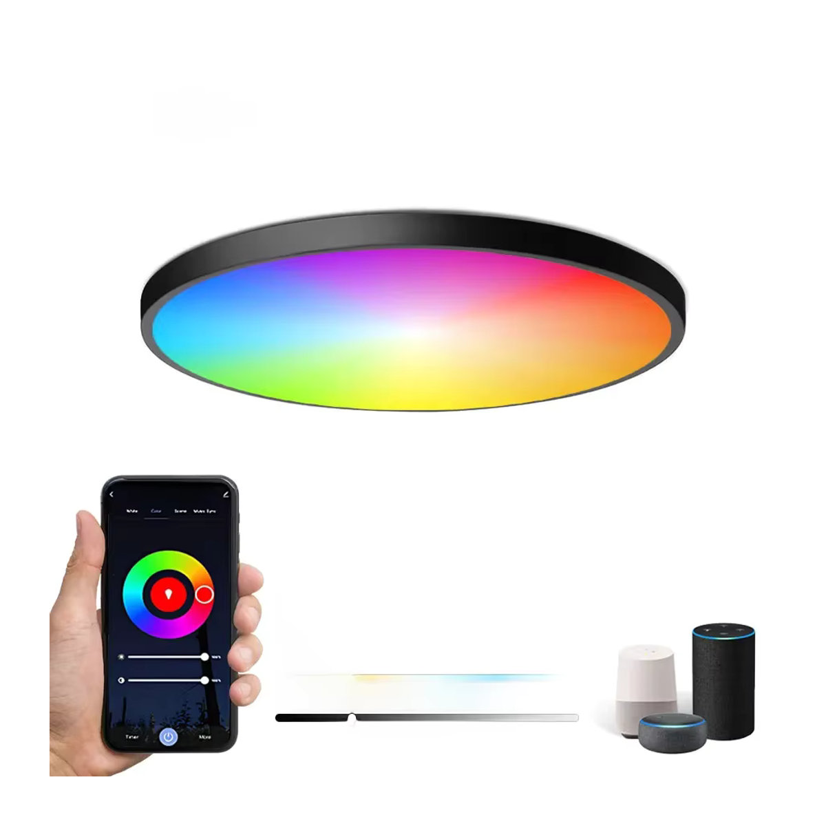 AVACOM Tuya WiFi Smart LED Deckenlampe RGB Dimmbar für Wohnzimmer und Schlafzimmer Kompatibel mit Alexa und Google Home Bunt Minimalistisch - Bild 5