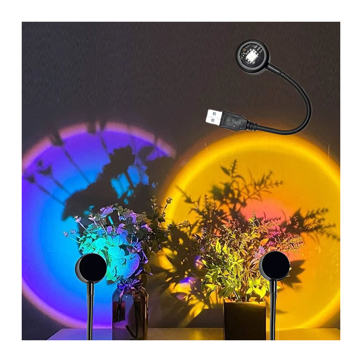 AVACOM USB Sonnenuntergang Lampe LED Nachtlicht Projektor mit Regenbogen Effekt für Atmosphäre und Fotografie in Bunt - Bild 2