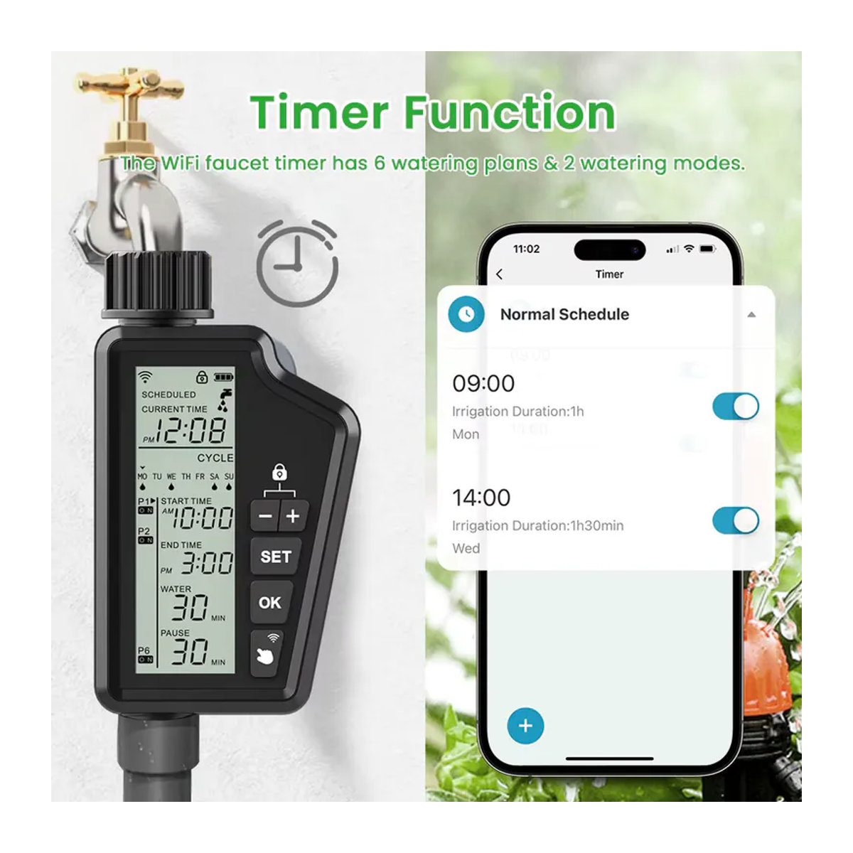 AVATTO WiFi Smart Wasser Timer App-gesteuerter Bewässerungscomputer mit LCD-Display in Schwarz - Bild 4