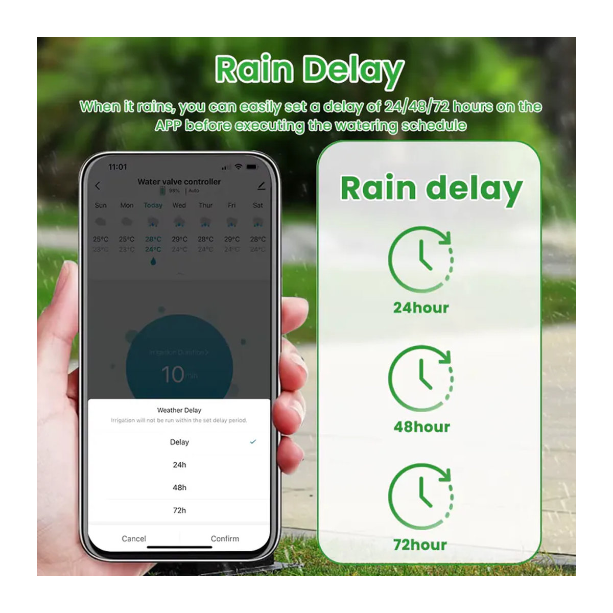 AVATTO WiFi Smart Wasser Timer App-gesteuerter Bewässerungscomputer mit LCD-Display in Schwarz - Bild 5