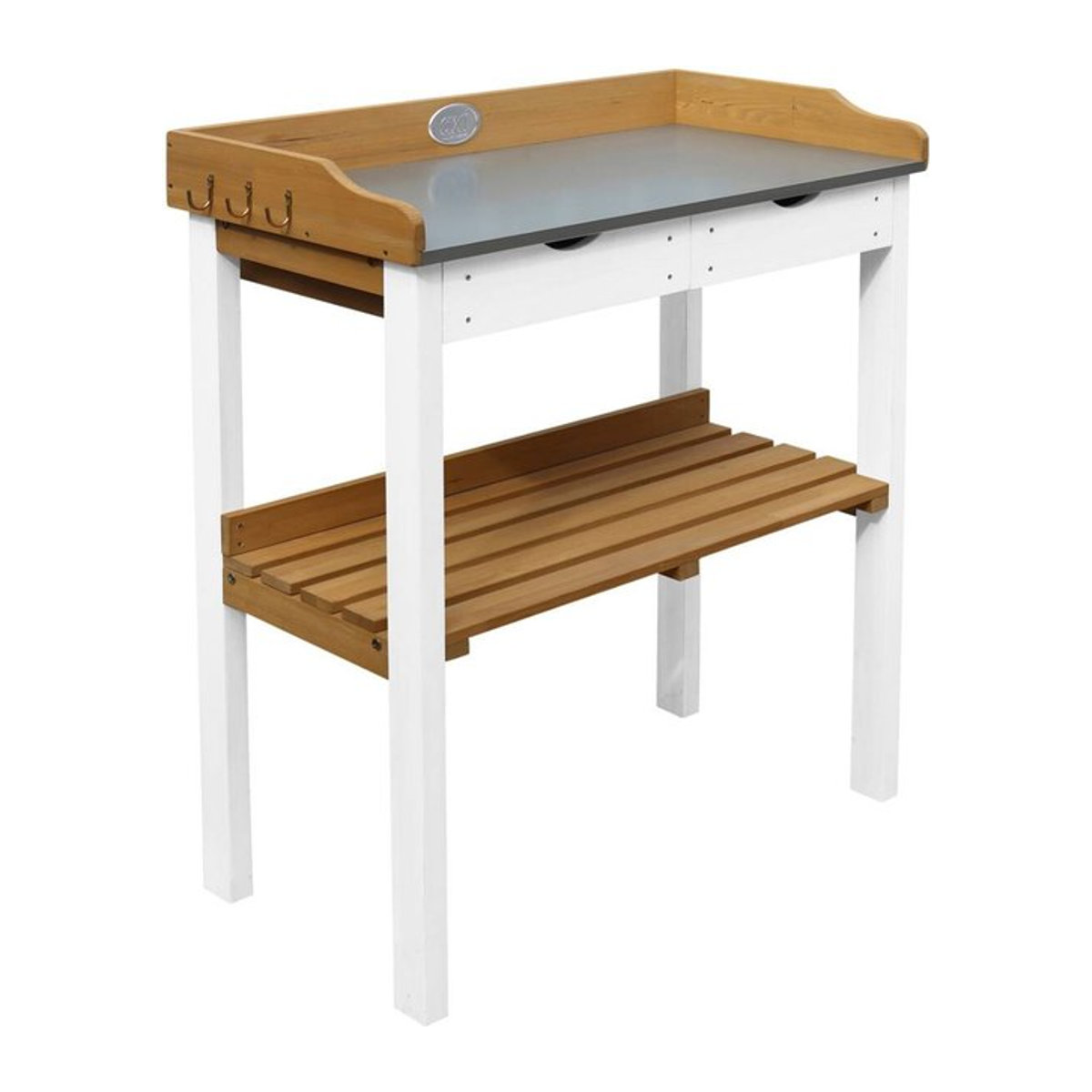 AXI Pflanztisch in Braun und Weiß mit Maßen B: 37 cm, H: 92 cm, L: 76 cm - Bild 1