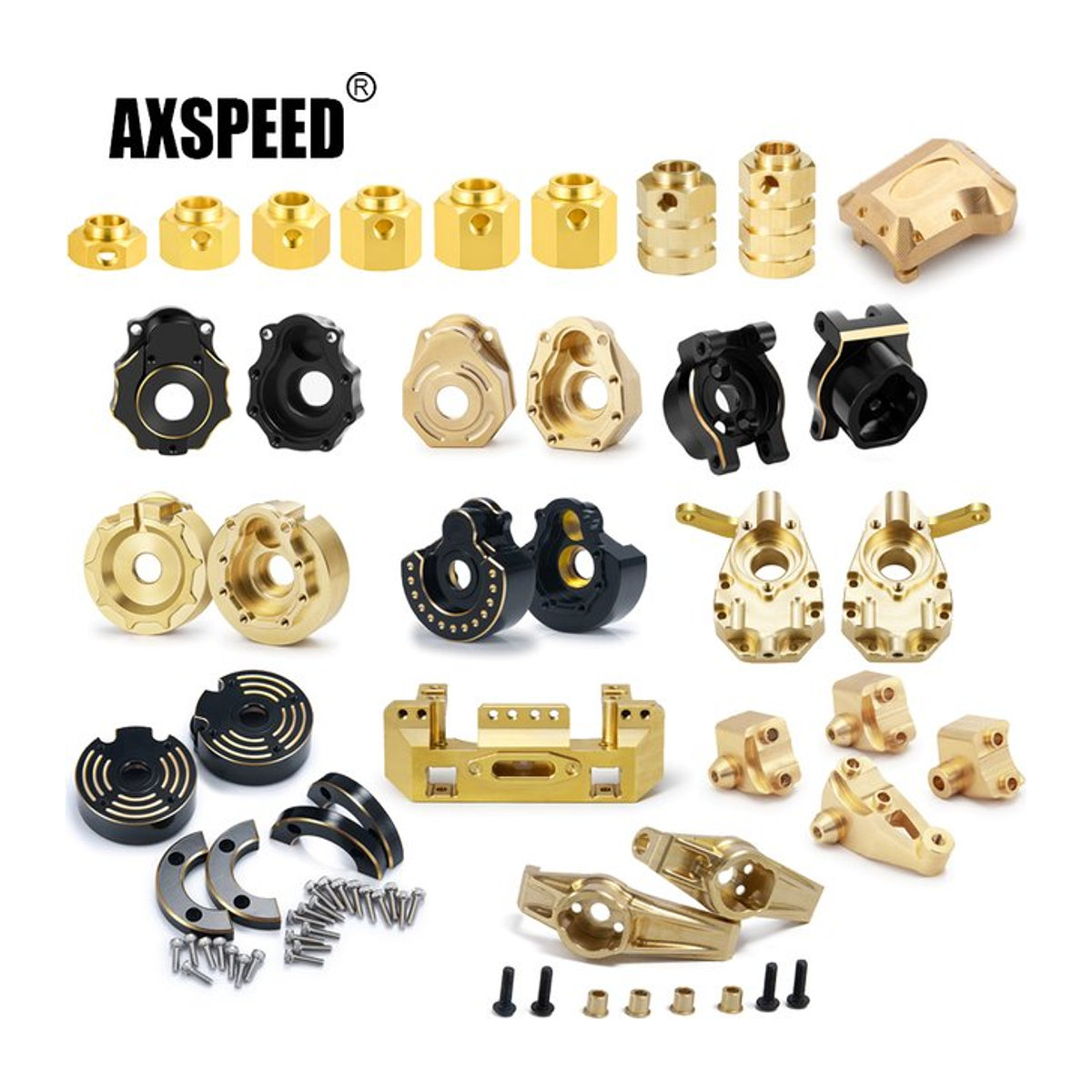 AXSPEED Messing Schwerlast-Gegengewicht Portalantriebsachsgehäuseabdeckung und Stoßstangenhalterung für TRX4 1/10 RC Crawler in Bunt - Bild 1