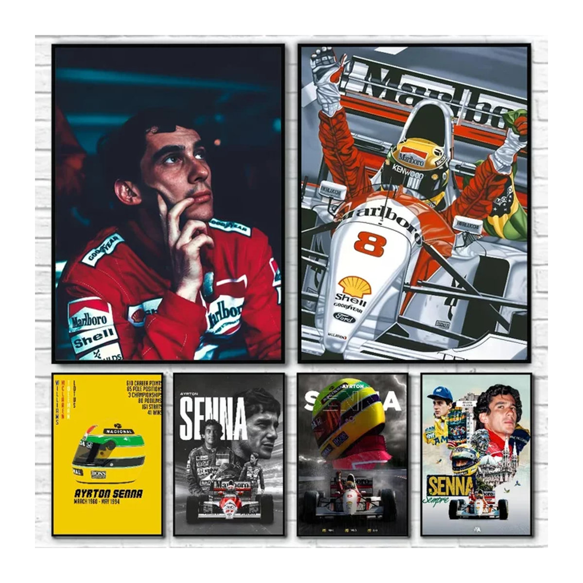Ayrton Senna F1 Rennfahrer Poster als mehrfarbiger Kunstdruck auf Papier für deine Wanddekoration im Wohnzimmer oder Schlafzimmer - Bild 1