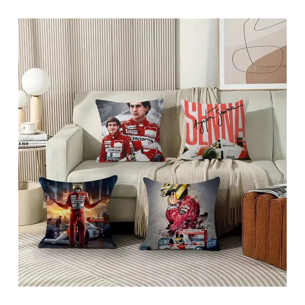 Ayrton Senna Kissenbezug im Landhausstil, mehrfarbig - Bild 1
