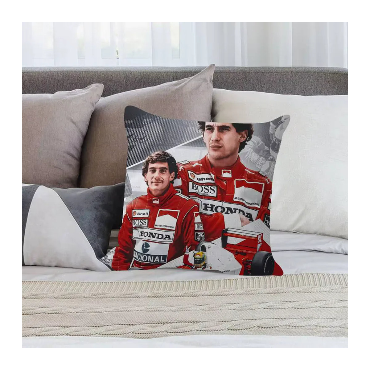 Ayrton Senna Kissenbezug im Landhausstil, mehrfarbig - Bild 5