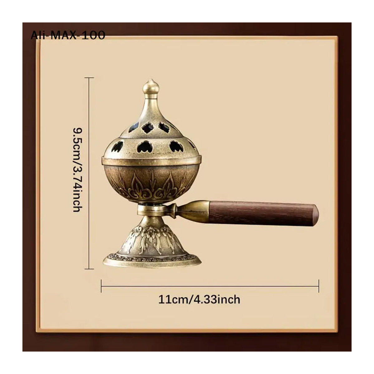 AyS Drehbarer Hand-Räucherofen in Gold mit floralem Design für langanhaltenden Duft - Bild 6