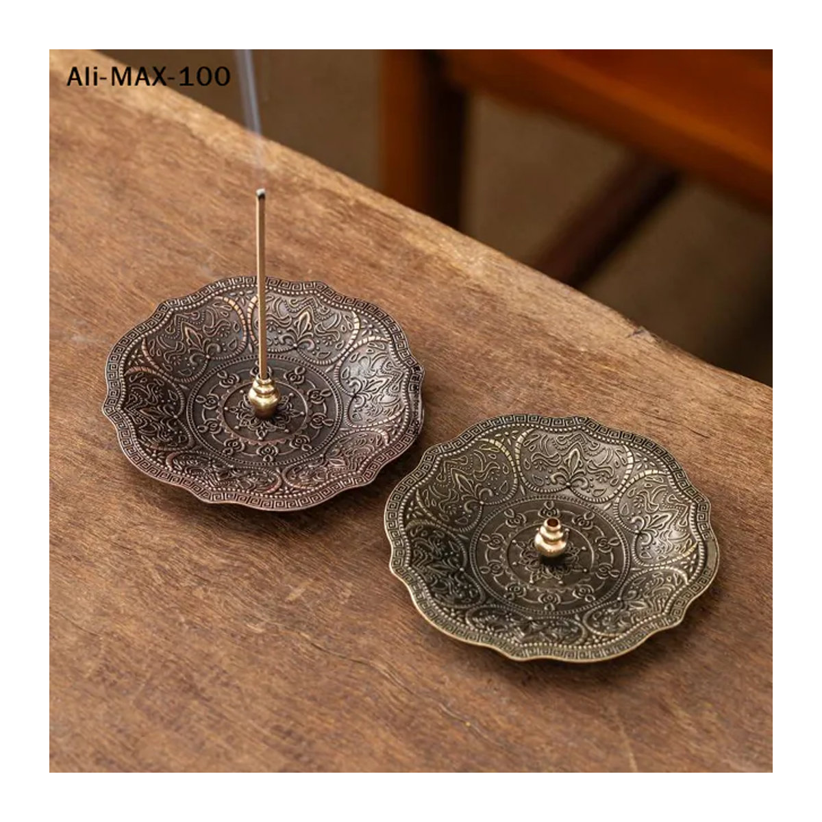 AyS ZYAH Räucherstäbchenhalter in Lotusform aus Kupferlegierung in Gold für Räucherstäbchen und Räucherkegel zur Aromatherapie - Bild 1