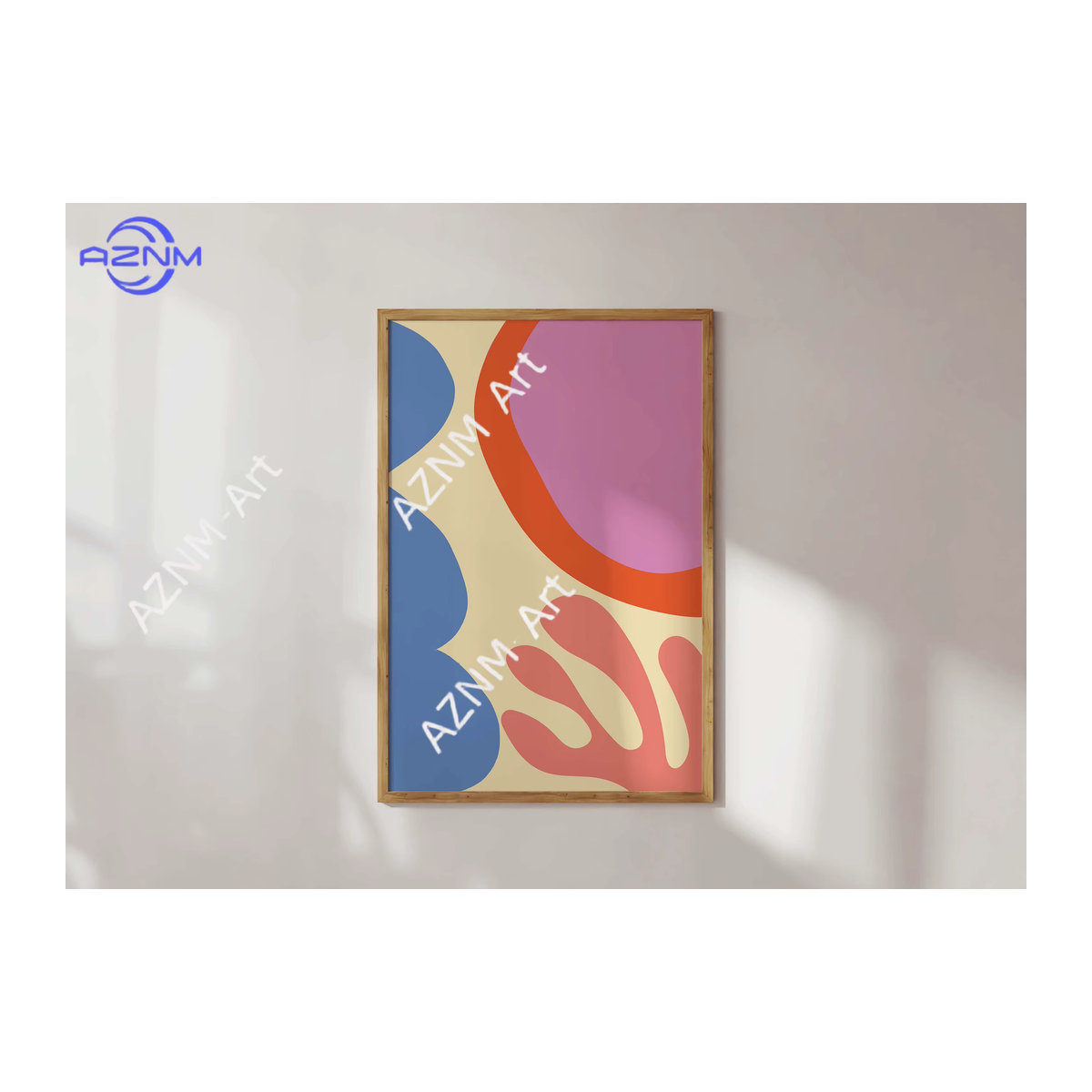 AZNM 2er-Set abstrakte Wandkunst mit geometrischen Formen in Mehrfarbig, minimalistische Poster im Hochformat aus Papier und Holz - Bild 3