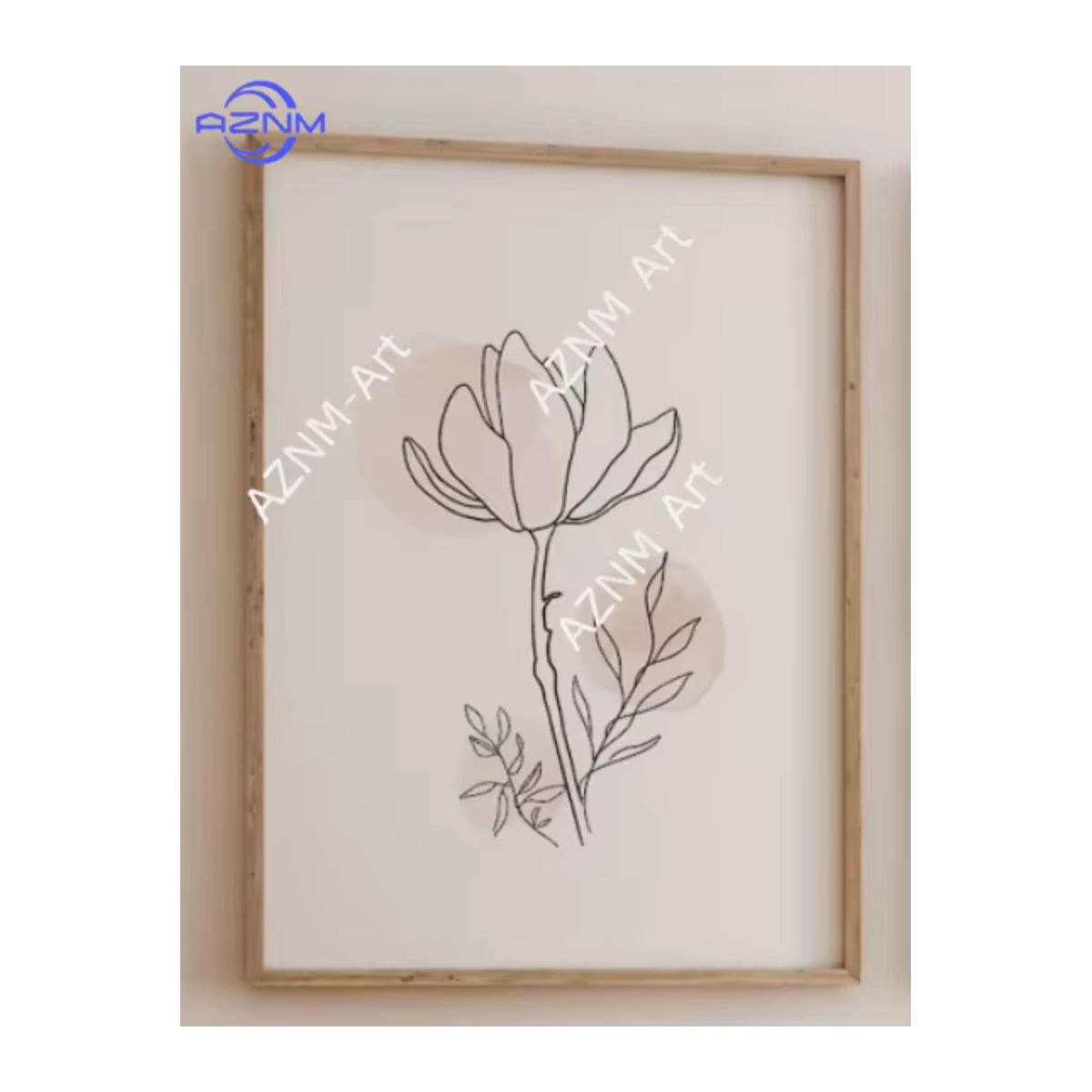 AZNM Abstrakte Blumen Leinwanddrucke Set, Moderne Botanische Linienkunst Wandkunst in Beige und Weiß, Rechteckige Wandmontage für dein Zuhause - Bild 2