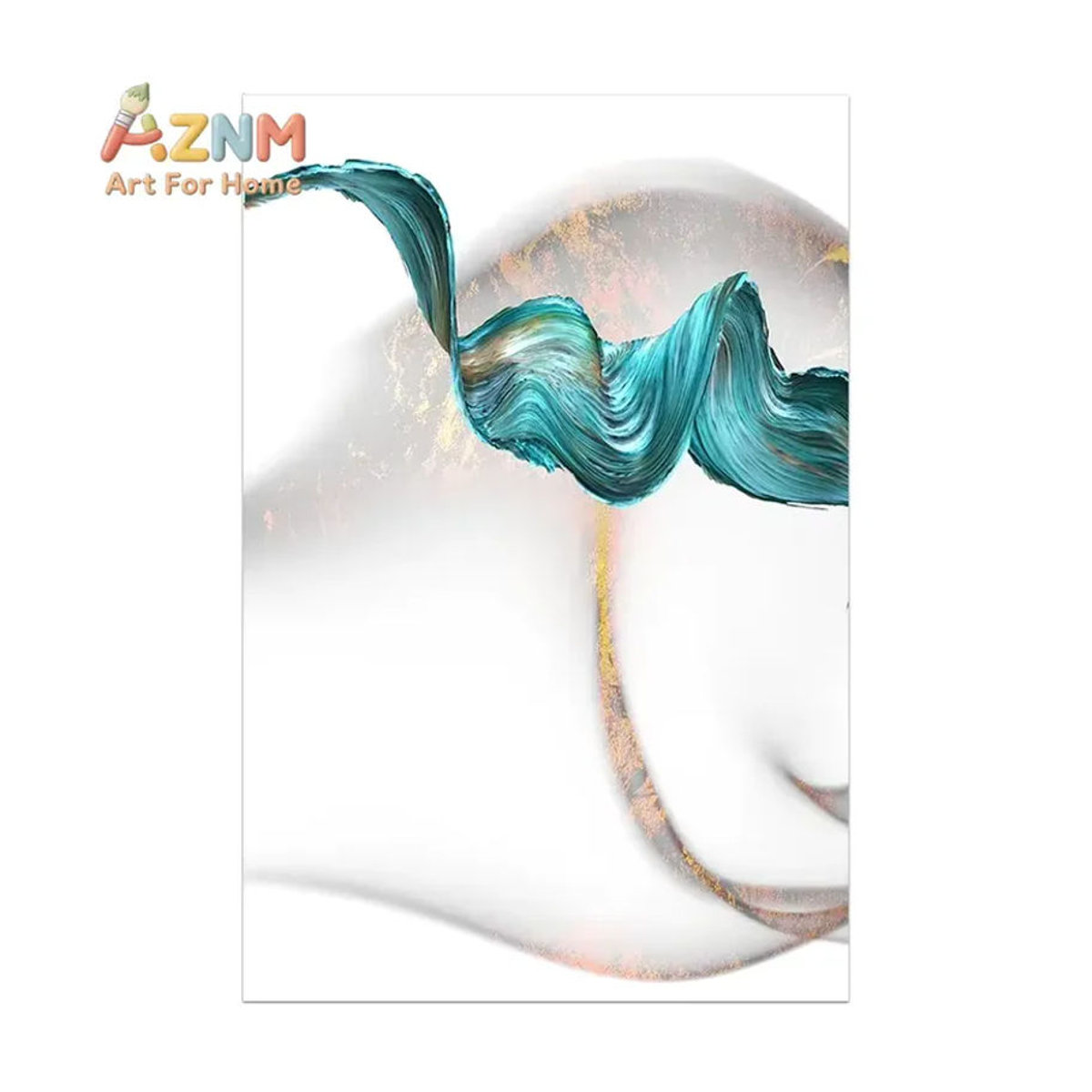 AZNM Abstrakte Leinwand Wandkunst Blau Weiß Modernes Poster im Hochformat zur Wanddekoration - Bild 3