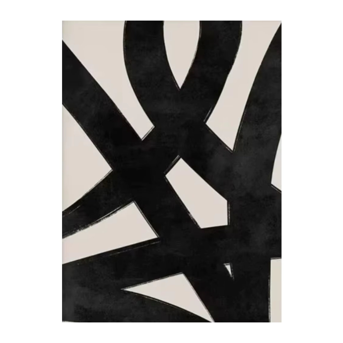 AZNM Abstrakte Leinwandgemälde für die Wandmontage, minimalistisches Poster in Beige und Schwarz, Hochformat, Rechteckig - Bild 3
