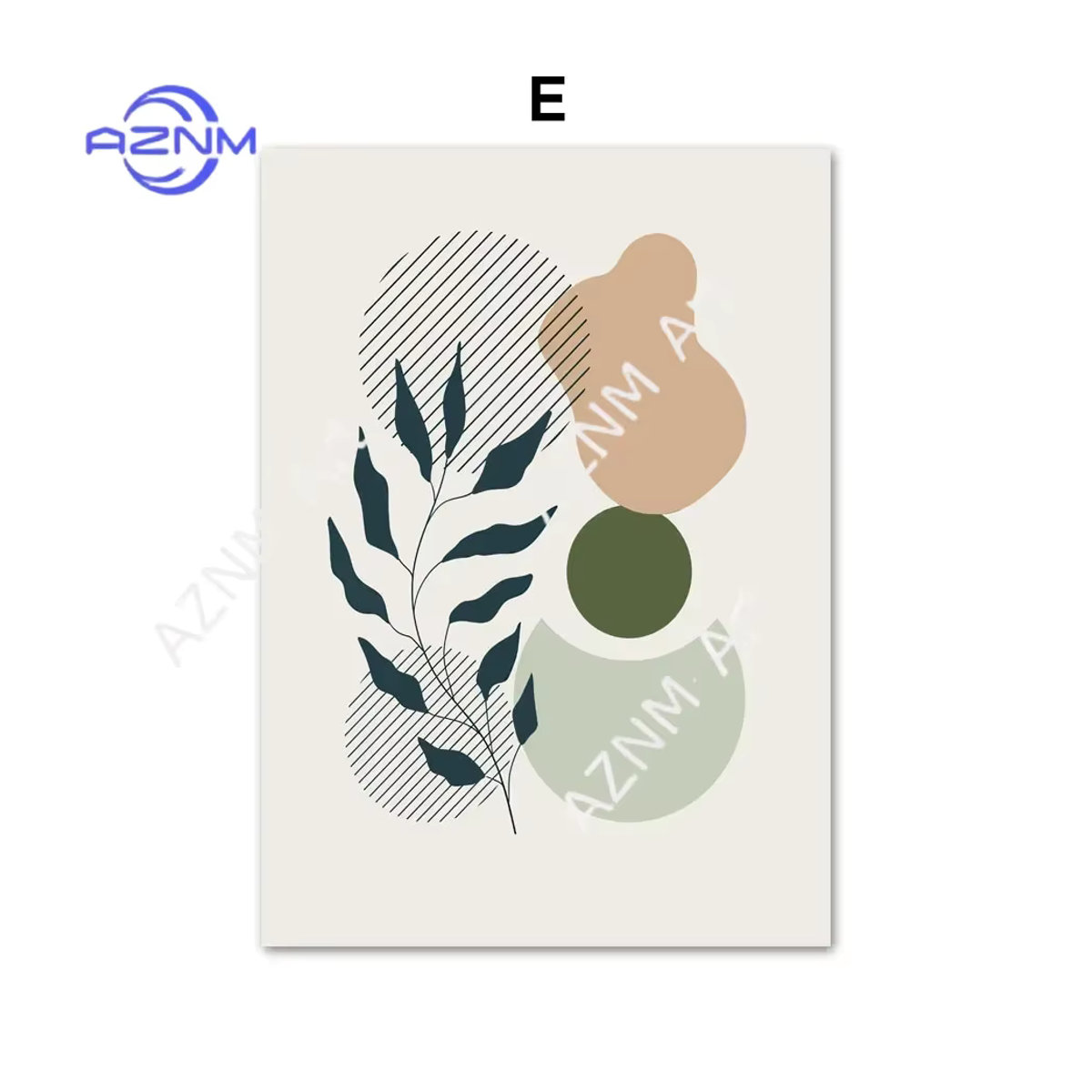 AZNM Boho Wandkunst Leinwanddruck mit abstrakten floralen Linien in Salbeigrün, Nordisches Poster für deine Wohnzimmerdekoration - Bild 2
