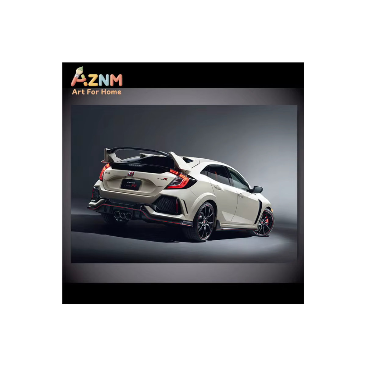 AZNM Honda Civic Type R Leinwandposter weißer Sportwagen im Querformat ohne Rahmen - Bild 5