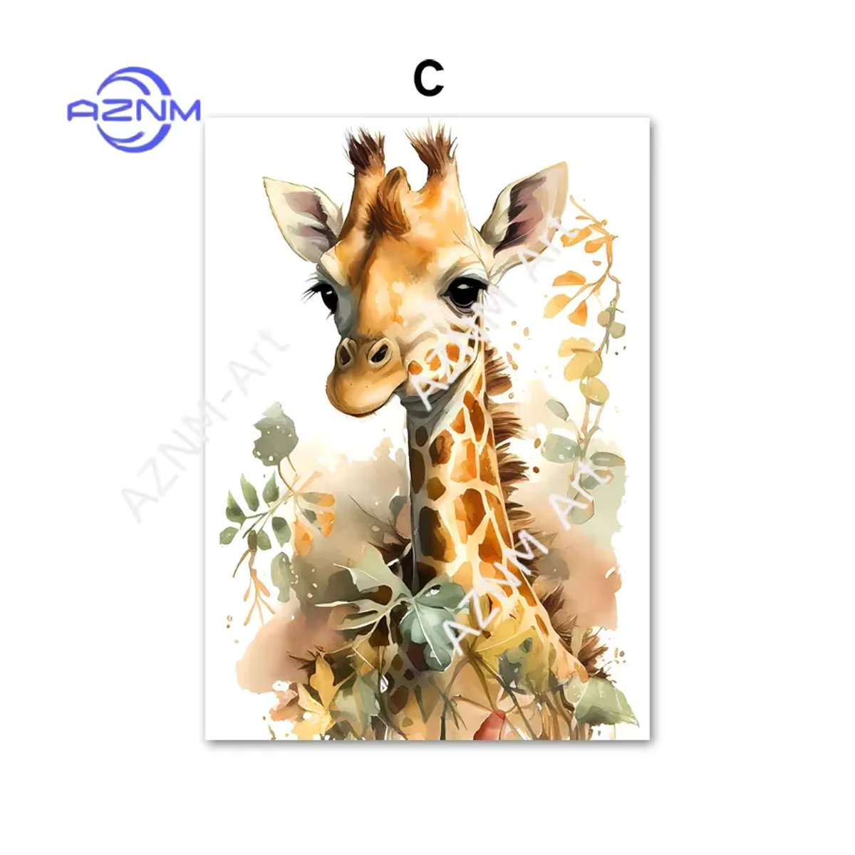 AZNM Kinderposter mit Tier-Motiven Elefant, Löwe, Tiger und Giraffe als mehrfarbiger Leinwanddruck für dein Kinderzimmer - Bild 2