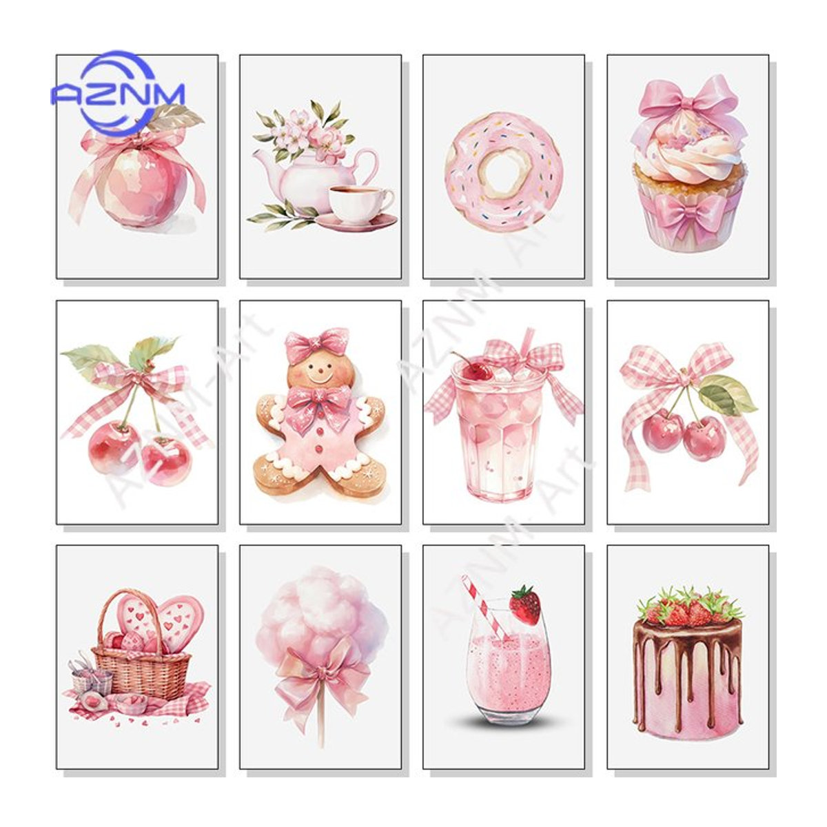 AZNM Kunstposter Dessert-Stilleben in Rosa als Leinwanddruck für deine Wanddekoration - Bild 1