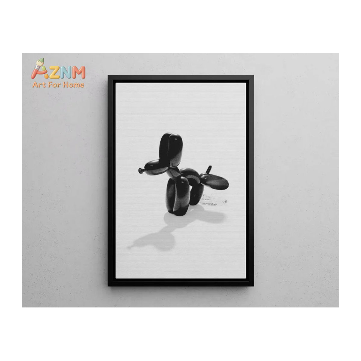AZNM Wandkunst Leinwanddruck Lustiger Schwarzer Ballonhund Modernes Tier Poster für Kinderzimmer Dekoration - Bild 4