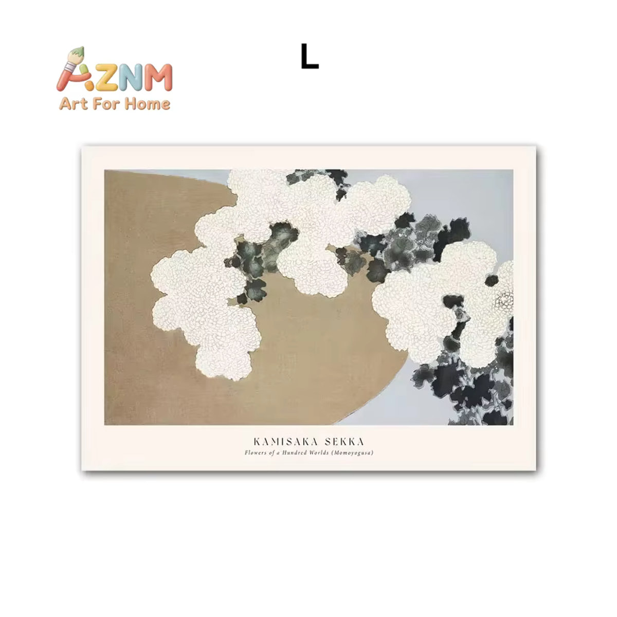 AZNM Wandkunst Leinwandgemälde mit floralem und abstraktem Geometrie-Druck in Beige und Weiß im Vintage-Stil - Bild 3