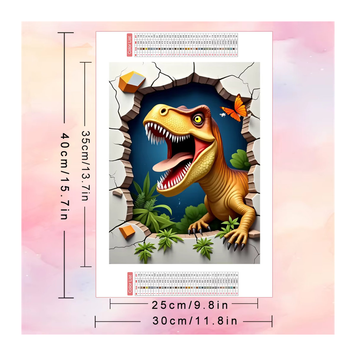 AZQSD 3D-Dinosaurier Diamantmalerei-Set mit mehrfarbigen runden Steinen für DIY Kunsthandwerk und Wanddekoration - Bild 2