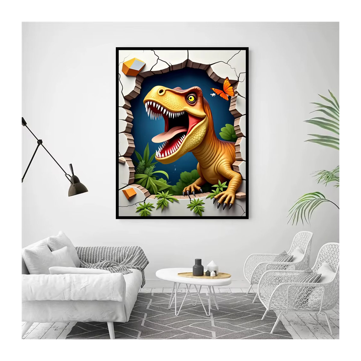 AZQSD 3D-Dinosaurier Diamantmalerei-Set mit mehrfarbigen runden Steinen für DIY Kunsthandwerk und Wanddekoration - Bild 3