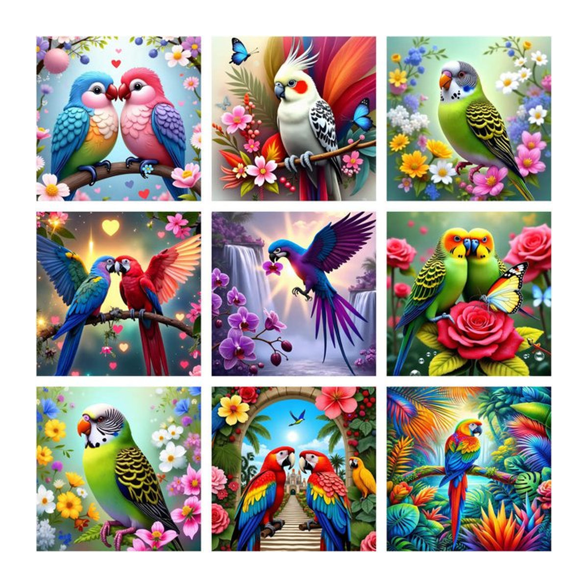 AZQSD 5D Diamantgemälde Lovebirds Motiv zum Selbermachen in Mehrfarbig mit Leinwand und Holz - Bild 1