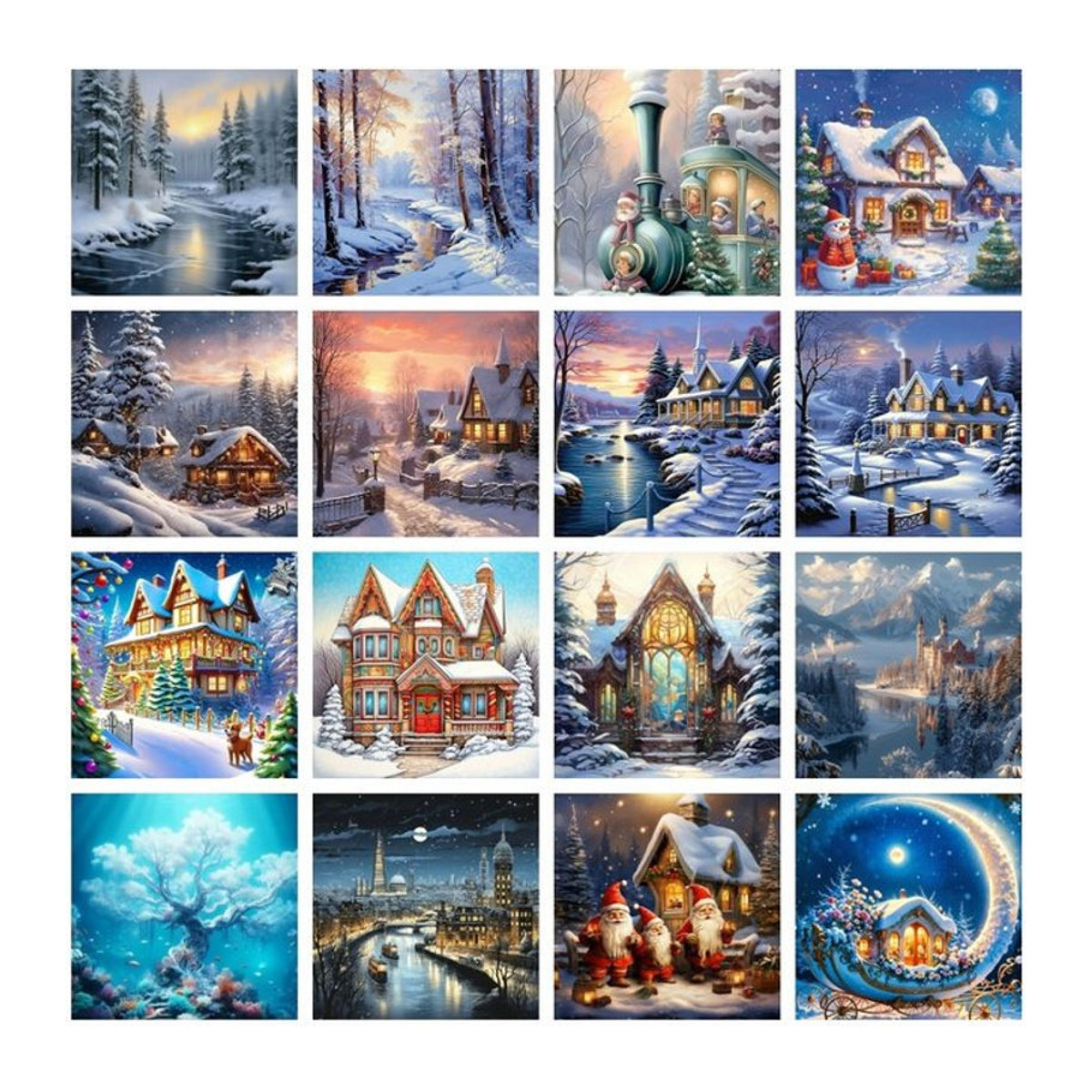 Azqsd 5D Diamantmalerei Winterlandschaft als Kreuzstich-Stickerei mit Strass für die Wanddekoration, mehrfarbig - Bild 1