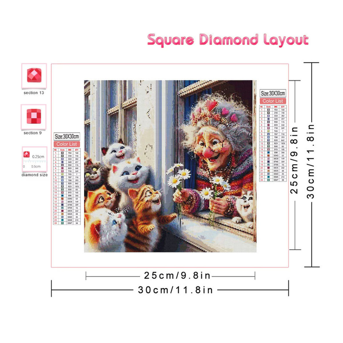 Azqsd 5D DIY Diamantmalerei Set Porträt Oma als Mosaik-Stickerei in Mehrfarbig - Bild 1