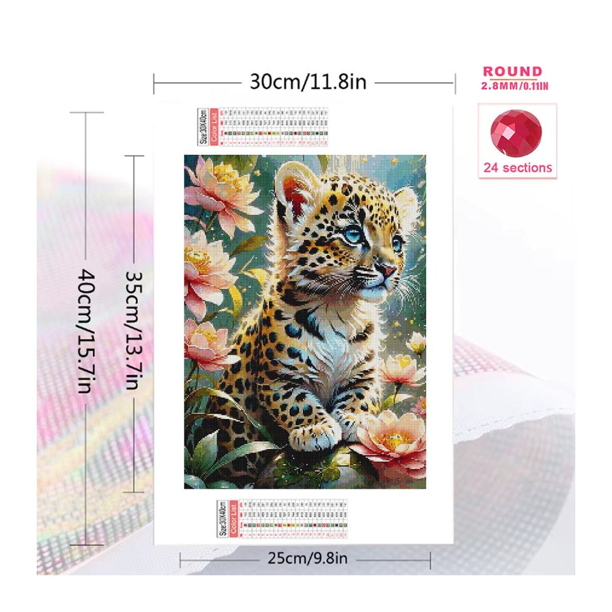 Azqsd 5D DIY Diamond Painting Set mit Leopard und Tiger Motiv in Mehrfarbig mit runden Steinen als Wanddekoration - Bild 1