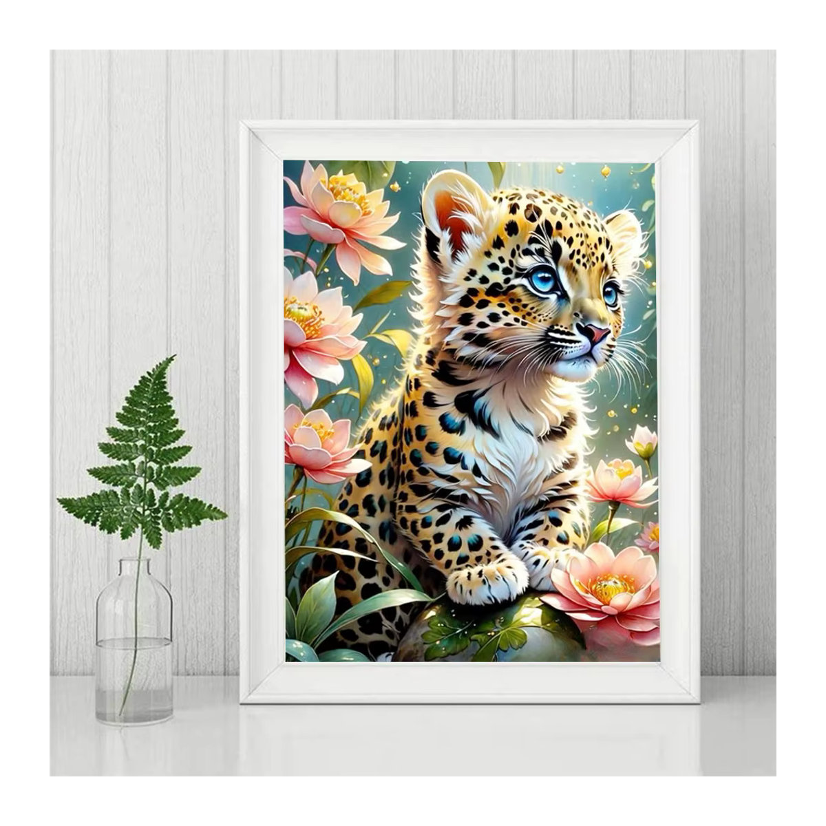 Azqsd 5D DIY Diamond Painting Set mit Leopard und Tiger Motiv in Mehrfarbig mit runden Steinen als Wanddekoration - Bild 3