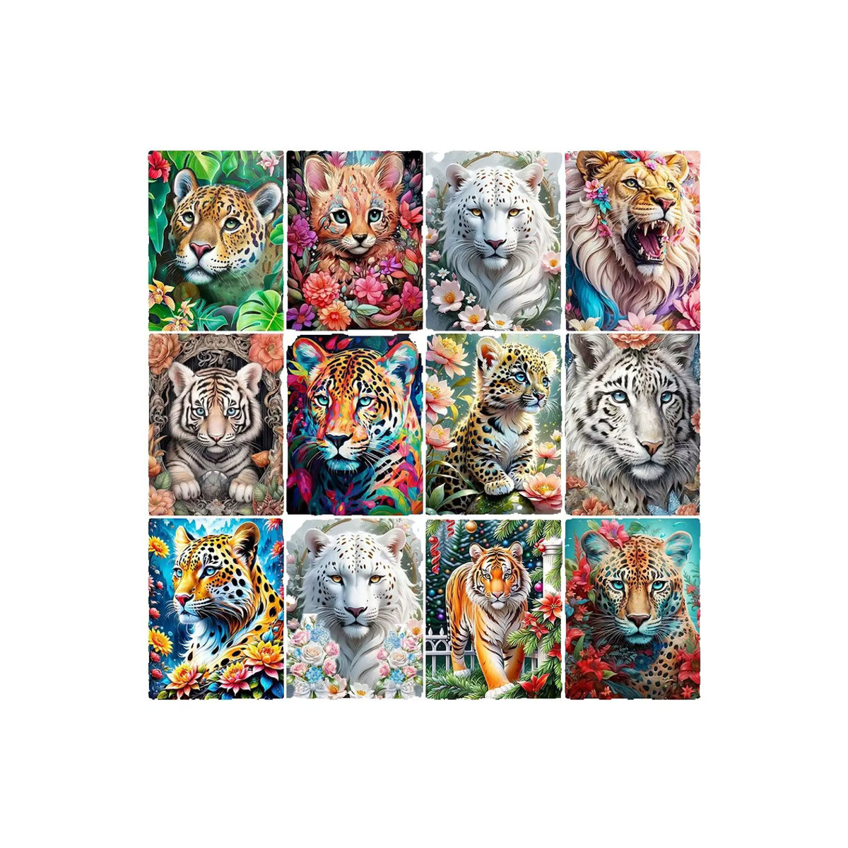 Azqsd 5D DIY Diamond Painting Set mit Leopard und Tiger Motiv in Mehrfarbig mit runden Steinen als Wanddekoration - Bild 4