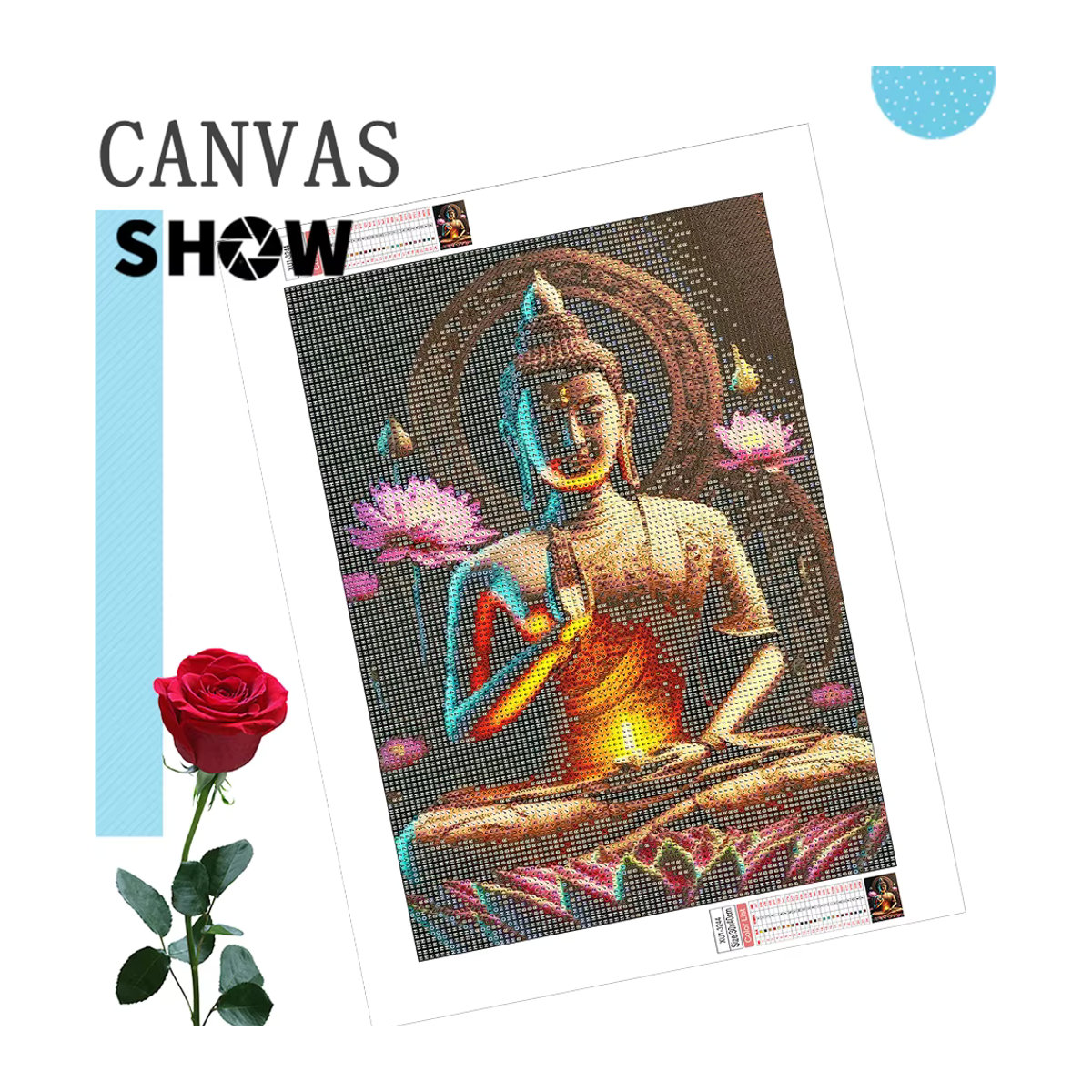 AZQSD Buddha-Diamantgemälde Lotus DIY-Strassbild als orientalische Heimdekoration, mehrfarbig, B x H: 30 x 40 cm - Bild 2