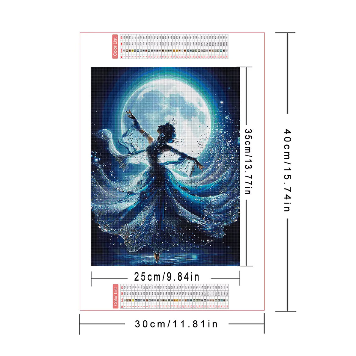 AZQSD Diamant-Malerei Mondtänzerin Mädchenporträt in Blau, 5D Strass-Mosaik Set zur Wanddekoration - Bild 2