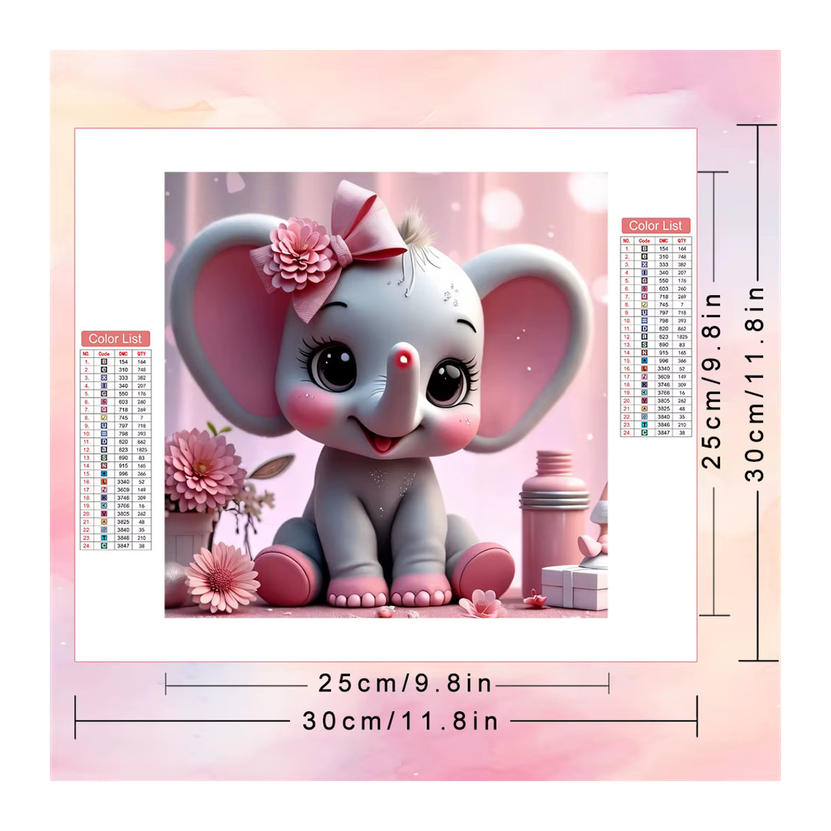 AZQSD Diamant-Malerei Set Elefant im rosa Blumen-Stil mit runden Strass-Steinen für Kinder - Bild 2