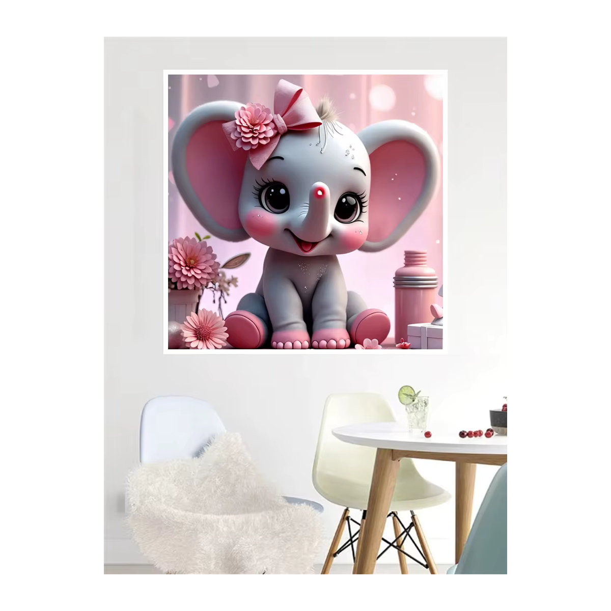 AZQSD Diamant-Malerei Set Elefant im rosa Blumen-Stil mit runden Strass-Steinen für Kinder - Bild 4