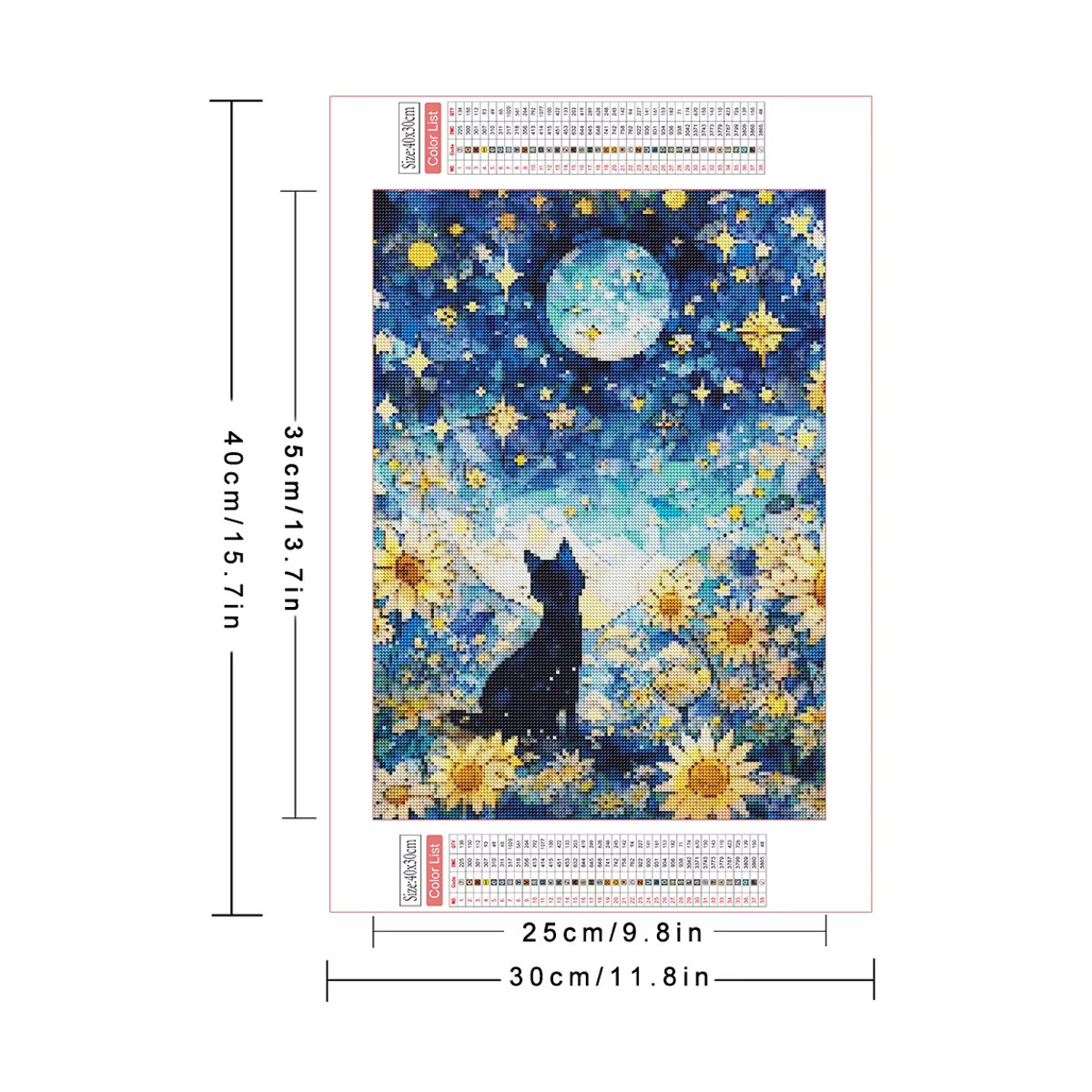 AZQSD Diamant-Malerei-Set mit Katze und Sonnenblume, 5D-DIY Mosaik-Bild mit Strasssteinen, mehrfarbig, wandmontiert - Bild 2