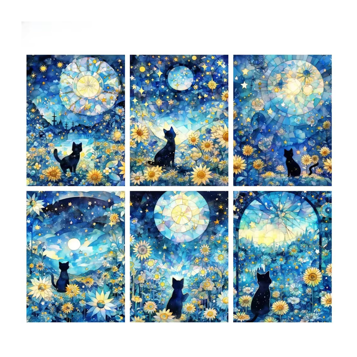 AZQSD Diamant-Malerei-Set mit Katze und Sonnenblume, 5D-DIY Mosaik-Bild mit Strasssteinen, mehrfarbig, wandmontiert - Bild 4
