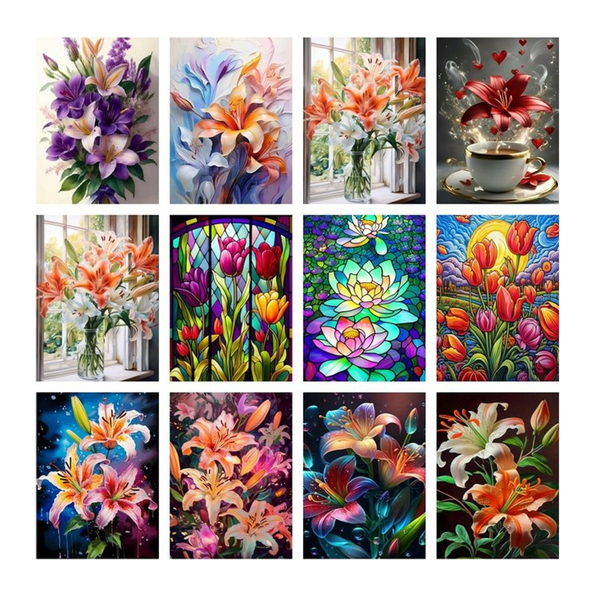 AZQSD Diamantgemälde Lilienblume mit Blumenmuster in Mehrfarbig, B/H: 30 x 40 cm - Bild 1